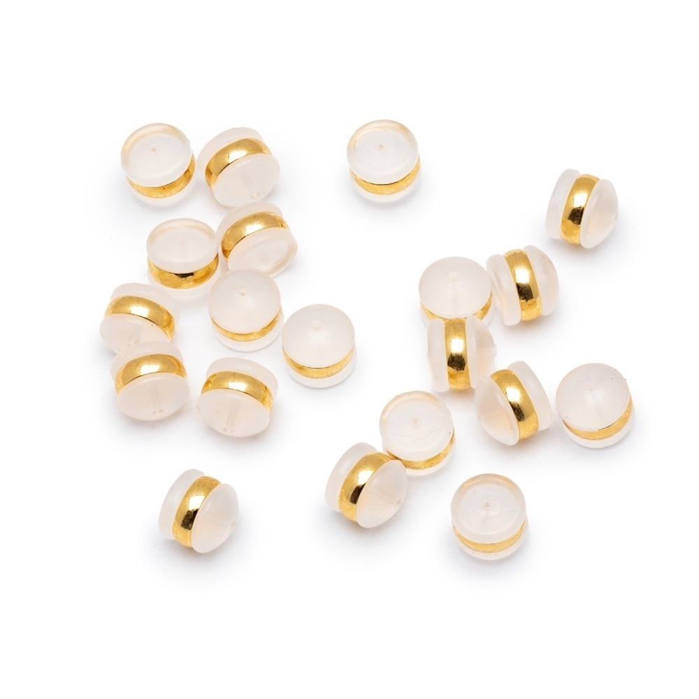 NWT 20-Piece Clear Earring Backs with Gold Accent – Secure Comfortable Replaceme